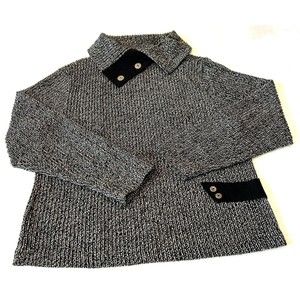 Fitz Clothing Co. Sweater Women's Size M Black & White Mock Neck Buttons